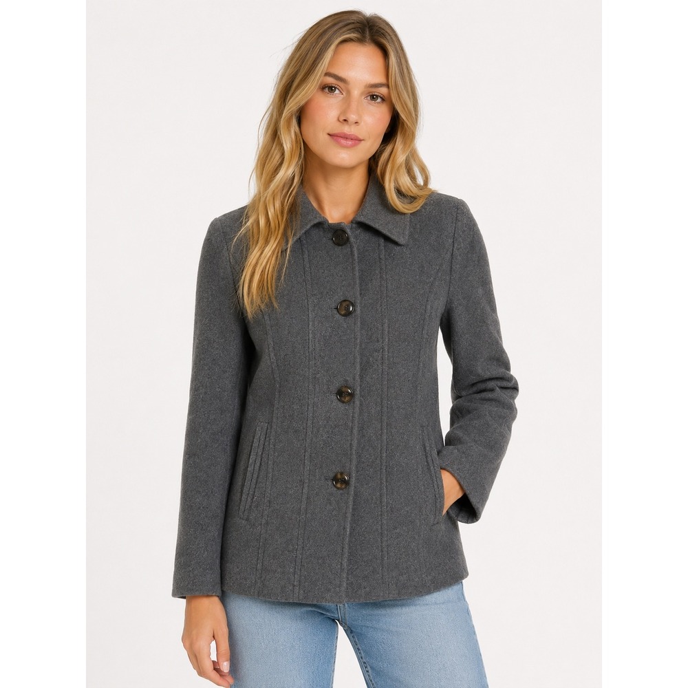 Jason Kole Womens Wool Blend Pea Coat Charcoal Grey Jacket Size L